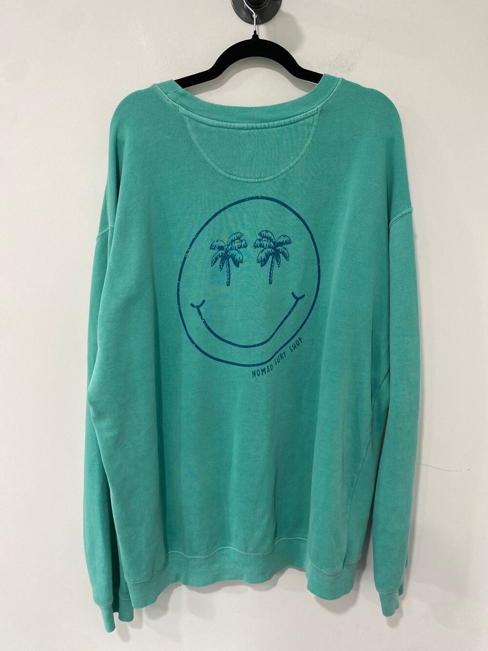 Blue 84 Smiley Graphic Crew Neck Sweatshirt Green Size XL